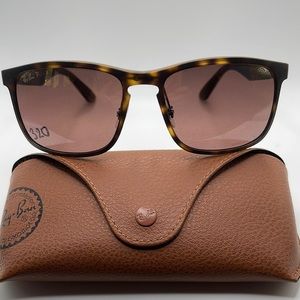 NWOT. Men’s Ray Ban sunglasses. Matte tortoiseshell frame and rose lenses.